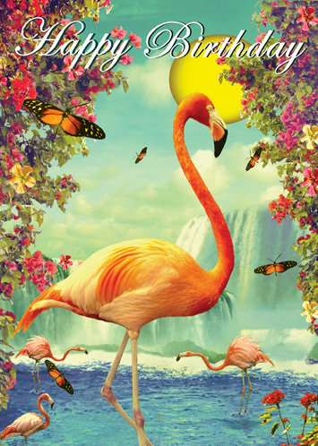 Happy Birthday Flamingo Greeting Card by Max Hernn