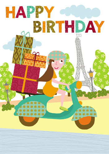 Happy Birthday Paris Scooter Girl - 2 FOR 1 OFFER!!! Happy Birthday Paris Scooter Girl - 2 FOR 1 OFFER!!!