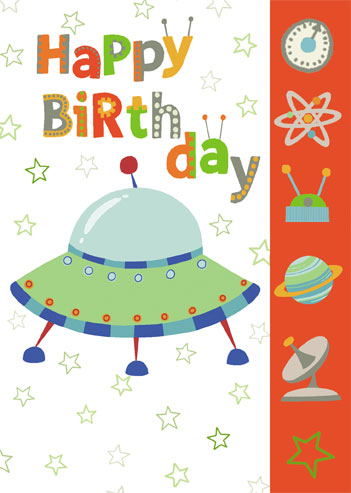 Happy Birthday UFO Greeting Card - 2 FOR 1 OFFER!!! Happy Birthday UFO Greeting Card - 2 FOR 1 OFFER!!!