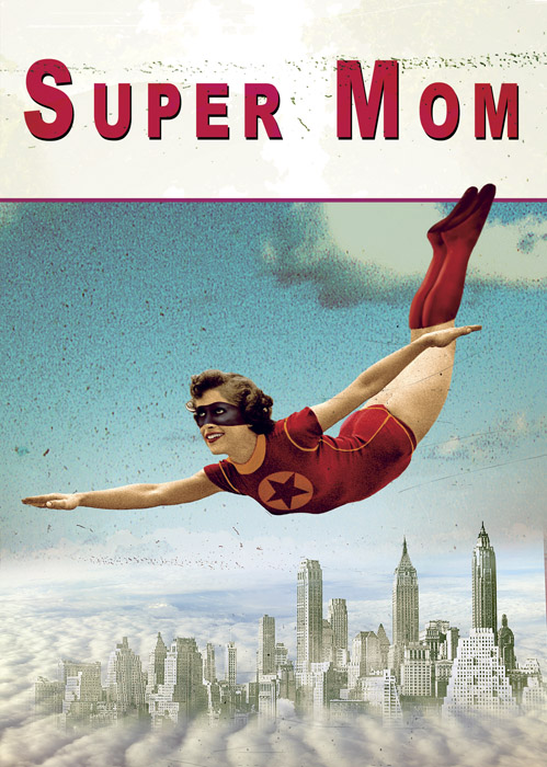 Super Mom Mother's Day Greeting Card by Max Hernn