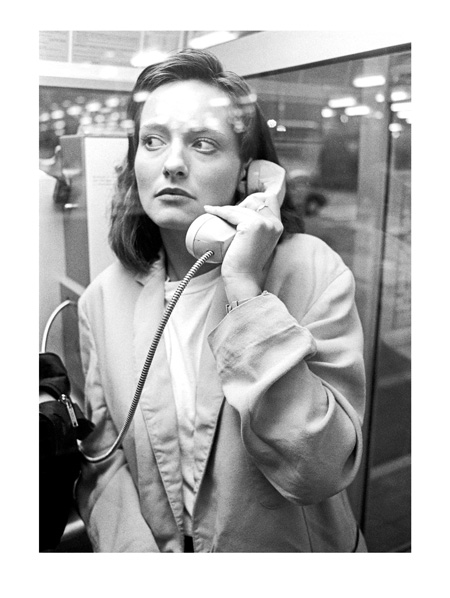 Lady in a Phone Box 40x30cm B&W Print by Max Hernn