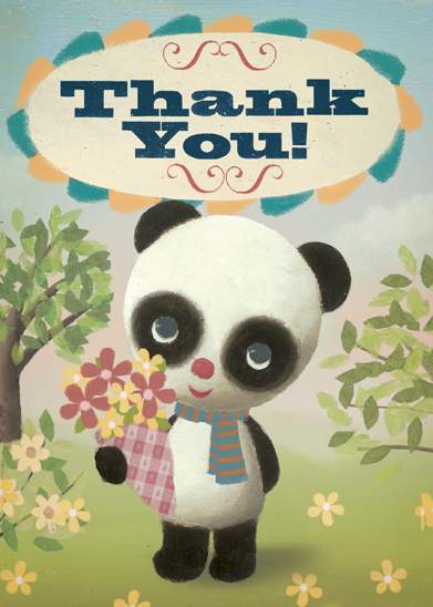 Panda Bear Thank You Greeting Card by Stephen Mackey - Click Image to Close