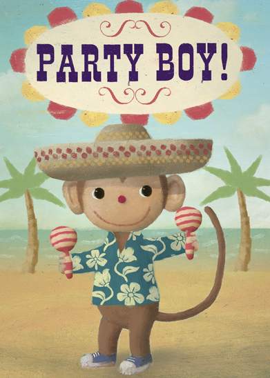 Mexican Monkey Party Boy Greeting Card by Stephen Mackey
