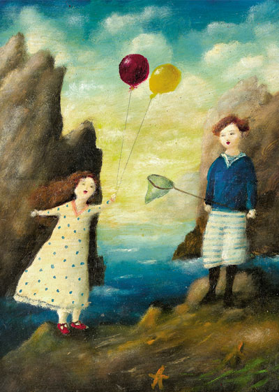 Children at the Seaside Greeting Card by Stephen Mackey