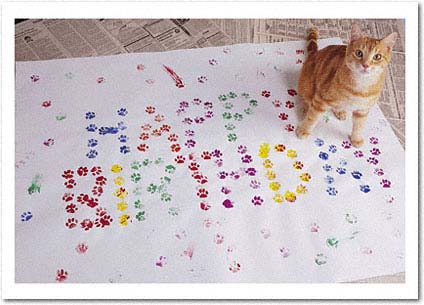 Happy Birthday Cat Prints Greeting Card Happy Birthday Cat Prints Greeting Card