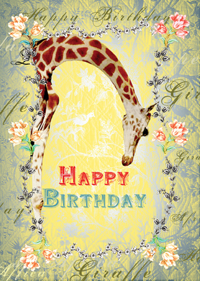 Happy Birthday Giraffe Greeting Card - Click Image to Close