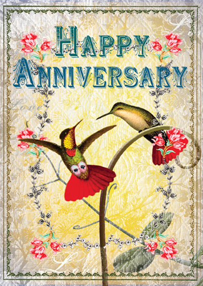Happy Anniversary Hummingbirds Greeting Card
