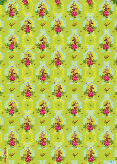 Stags and Roses Gift Wrap Paper Stags and Roses Gift Wrap Paper