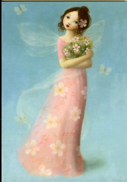 Pink Flower Fairy Pack of 5 Notelets by Stephen Mackey
