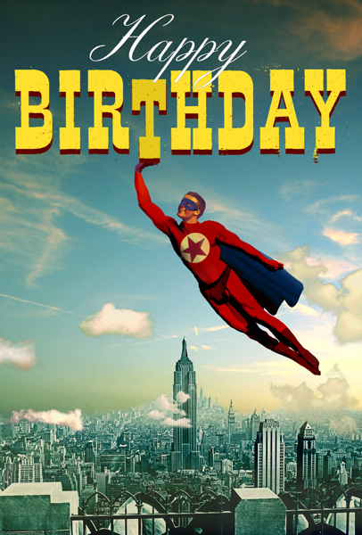 Happy Birthday Superhero Postcard by Max Hernn