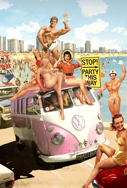 Camper Van Party Postcard by Max Hernn