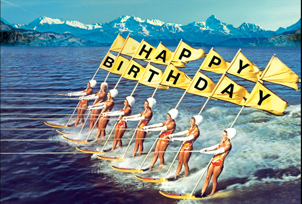 Happy Birthday Surfers Postcard by Max Hernn