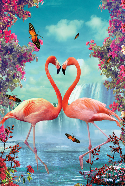 Flamingo Heart Postcard by Max Hernn - Click Image to Close