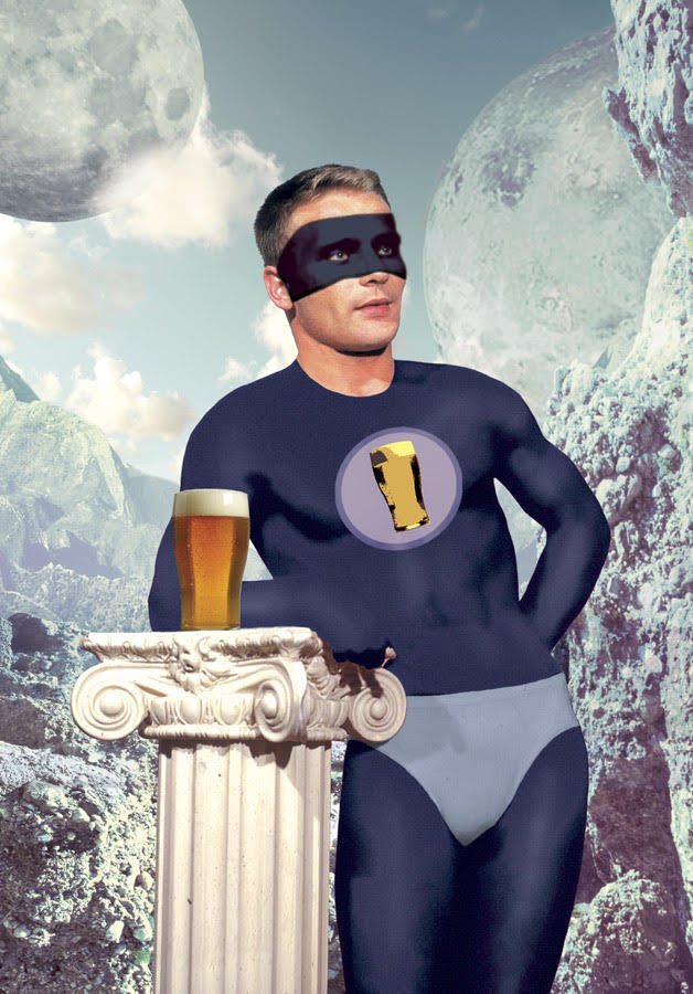 P131 - Superhero with Pint Postcard