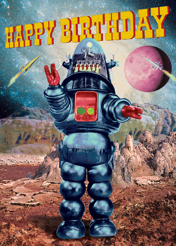 BC166 - Birthday Robot Greeting Card by Max Hernn