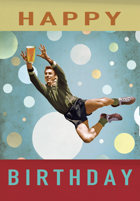 Happy Birthday Goalkeeper with Pint Postcard by Max Hernn - Click Image to Close