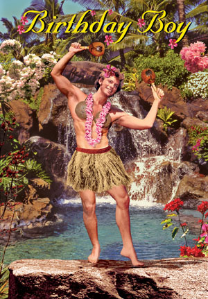 Hula Birthday Boy Postcard by Max Hernn - Click Image to Close