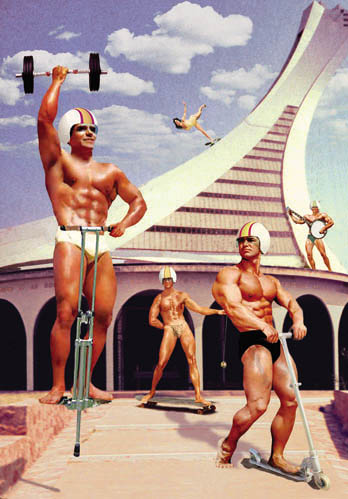 Bodybuilders Postcard by Max Hernn - Click Image to Close