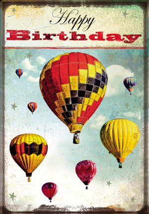 Happy Birthday Hot Air Balloon Postcard by Max Hernn