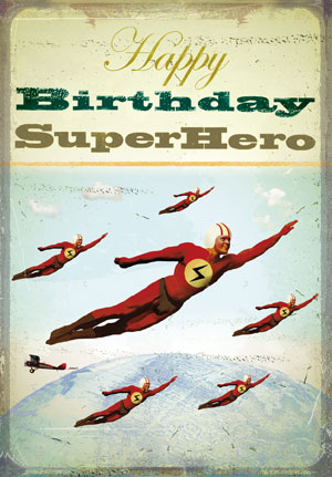 Happy Birthday Superhero Man Postcard by Max Hernn - Click Image to Close