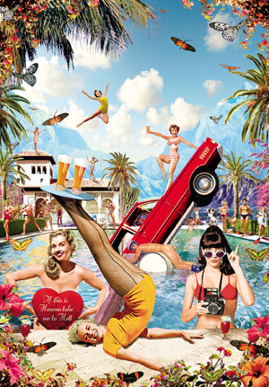 Pool Party Postcard by Max Hernn - Click Image to Close