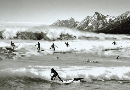 Black and White Surfers Postcard by Max Hernn - Click Image to Close