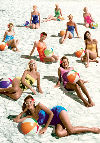 Beach Ball Babes Postcard By Max Hernn