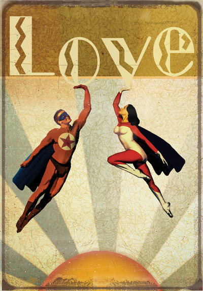 Superhero Love Postcard By Max Hernn - Click Image to Close