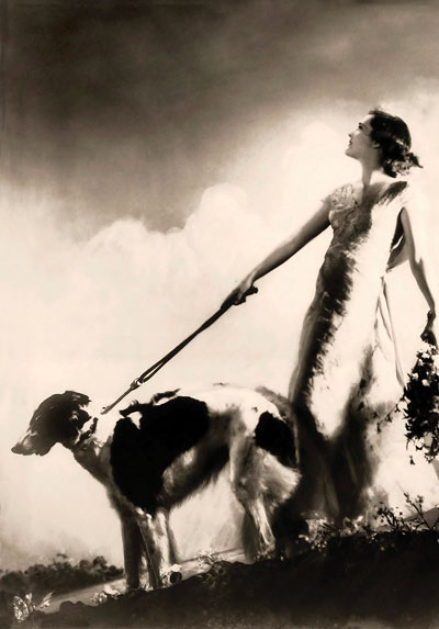 1931 Vintage Margaret Horan with Borzoi Wolfhound Postcard - Click Image to Close