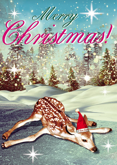 Merry Christmas Deer Christmas Postcard by Max Hernn - Click Image to Close