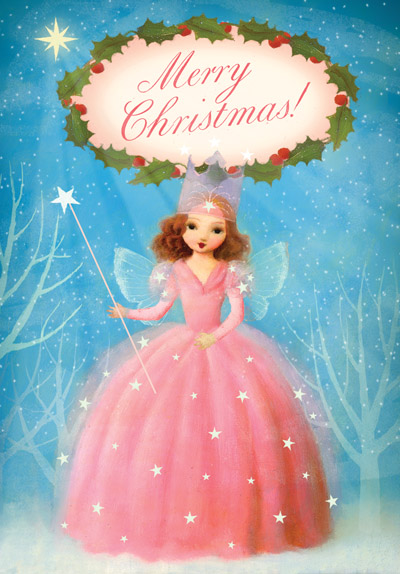 Merry Christmas Pink Fairy Postcard by Stephen Mackey - Click Image to Close