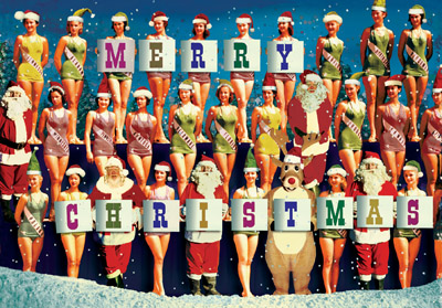 Merry Christmas Line Up Christmas Postcard by Max Hernn