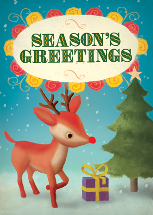 Reindeer Pack of 5 Christmas Greeting Cards by Stephen Mackey